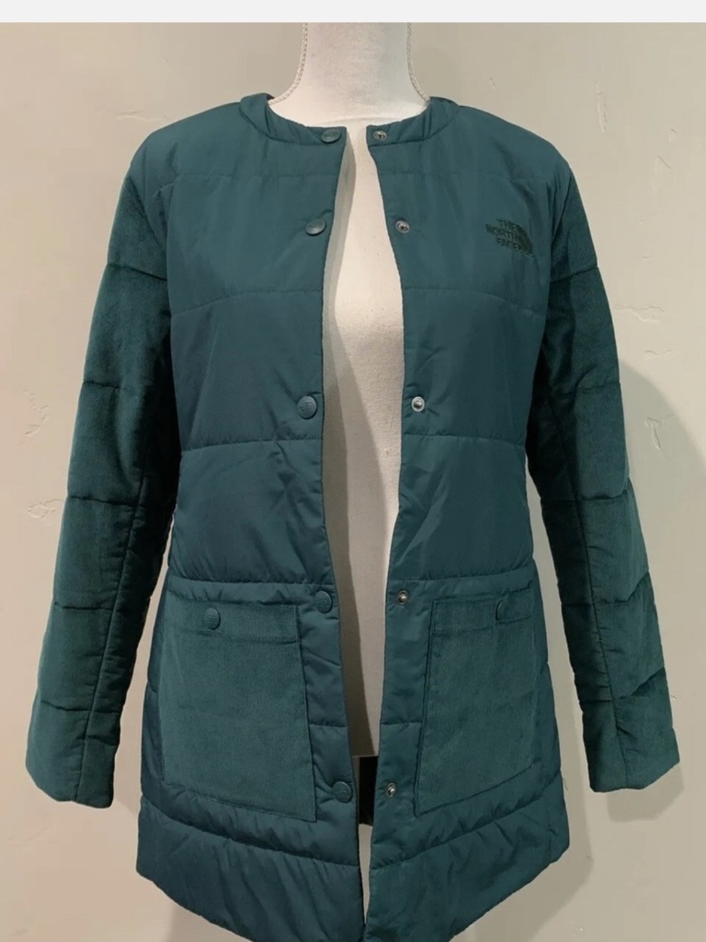 The North Face Women's Teal Quilted Snap-Front Jacket